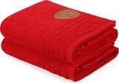 Asir - Handhanddoek set (2 stuks) - Rood - 50 x 90 cm