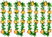 Toppers - Boland Hawaii krans/slinger - 4x - Tropische kleuren mix groen/geel - Bloemen hals slingers