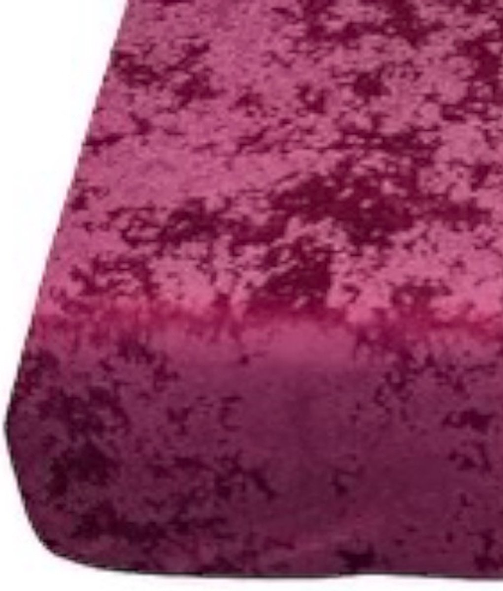 Velvet Couture - Crushed Velvet Hoeslaken - 140x200 - 30CM Hoekhoogte - Bordeaux