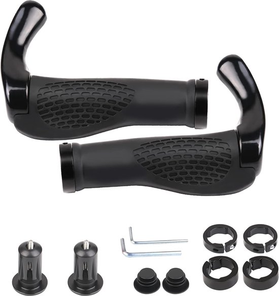 Poignée Vtt Intersport LYCAON Poignées De Guidon De Vélo Réglables En Caoutchouc Antidérapant Avec Verrou En Aluminium Pour VTT, BMX Avec Deux Embouts Poignée De Vélo Intersport