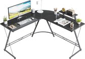 MUTUN L Shaped Computer Desk, 50.4 x 50.4 Inch Gaming Desk with Monitor Stand, Corner Desk for Home Office, Black