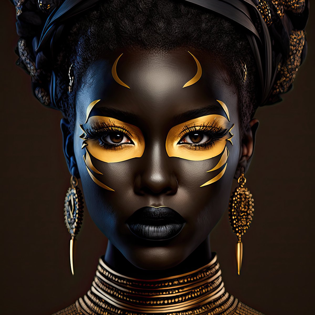 BLACK & GOLD: 75x100cm Plexiglas Decoratie - Kunst - Woninginrichting - Vrouw - Afrikaans