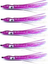 Rubber Inktvis Rokken 5cm - Kunstaas trollen - Voor Zoet-/Zoutwater vissen - Roze/Wit - SX-056 - Per 5 stuks