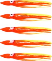 Rubber Inktvis Rokken 10cm - Kunstaas trollen - Voor Zoet-/Zoutwater vissen - Oranje/Geel - SX-057 - Per 5 stuks