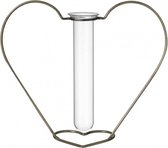 Metalen hart - goudkleurig - met glazen vaasje voor bloemetje - Valentijn - Moederdag cadeau - vrouw - cadeau verjaardag - nieuw huis - Kerst