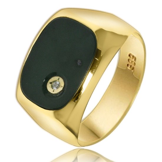 Juwelier Zwartevalk - 14 karaat gouden ring met een groene natuursteen 118797/20¼--