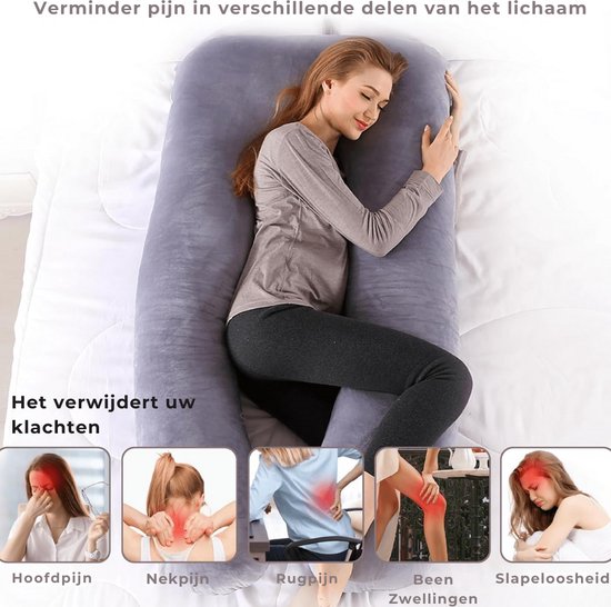 Zwangerschapskussen - XXL U-Vorm - Lichaamskussen - Zijslaapkussen - Pluche Overtrek - Voedingskussen - 280 CM - Ritssluiting - Rheme van Rheme — afbeelding 2