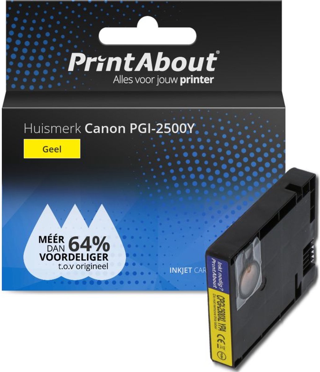 PrintAbout huismerk Inktcartridge PGI-2500Y Geel geschikt voor Canon