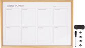 Tableau mémo/Tableau blanc à compartiments - ANDREW - Agenda hebdomadaire - Marron clair - 60 x 40 cm