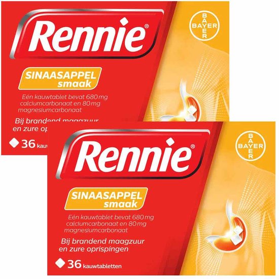 Rennie Sinaasappel Kauwtabletten - 2 x 36 tabletten