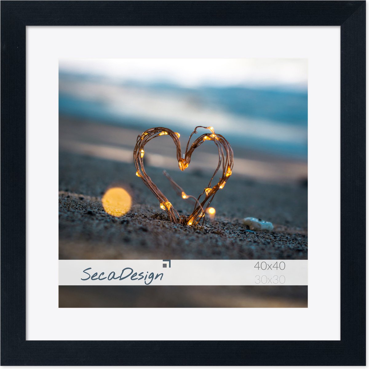 Fotolijst - SecaDesign - Fika - 40x40 / 30x30 cm fotomaat met passe-partout - Zwart - Fotokader