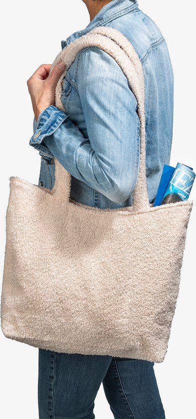 DKIIL NOIYB Pluche tas, wollige handtas, lamswol, schoudertas voor dames, grote teddybont, corduroy tassen, puffy, tote bag, buffer shopper, schoudertas, Y2K tas, A07-wit, 42 x 30 x 16 cm