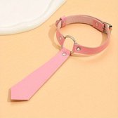 T.O.M. Choker Stropdas- Roze - PU leer- Halsband- Barbie ketting -Lingerie ketting-Collar- Ketting- Sexy - Erotisch feest - Kinky - BDSM party - Erotische lingerie