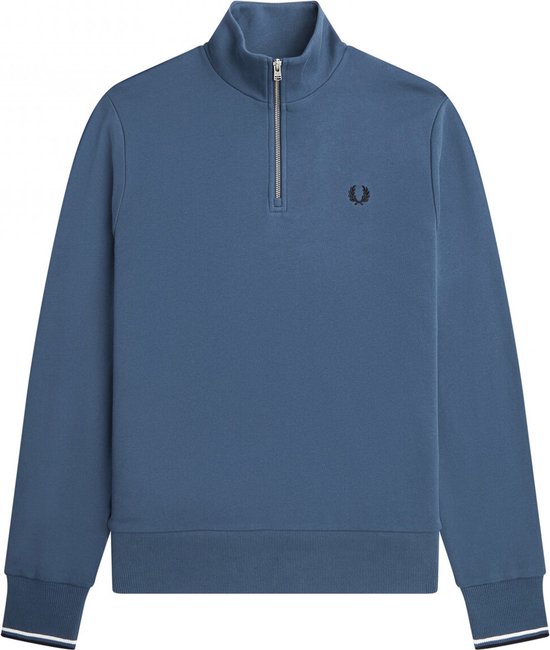 Fred Perry - Pull Half Zip Blauw - Homme - Taille L - Coupe Regular