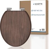 Bol.com Wc-bril DARKWOOD met softclosemechanisme van hout toiletbril met wc-deksel houten kern toiletdeksel met motief (maximale... aanbieding
