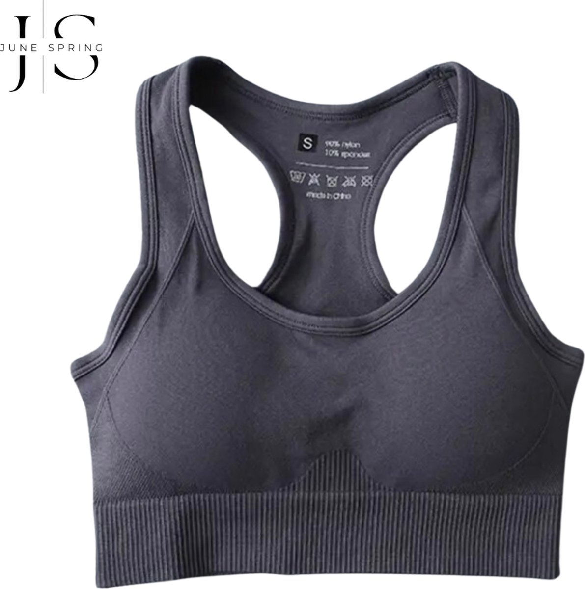 June Spring - SportBeha - BH - Sportkleding Dames- Sport-bh met medium support - Kleur Grijs - Maat S