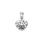 Lucardi Dames Zilveren bedel levenboom in de vorm van een hart - Hanger - 925 Zilver - Zilverkleurig