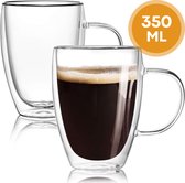 Malmoo Latte Macchiato Glazen - 350mL - 2 stuks - Dubbelwanding - Theeglazen - Cappuccino glazen - met Oor