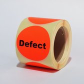 “Defect” stickers op rol - 225 per rol - 50mm rood