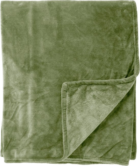 Dutch Decor - MARLON - Bedsprei 240x260 cm - effen kleur - heerlijk zacht - Matte Green - groen