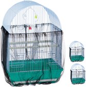 Lot de 3 housses pour cage à oiseaux Relaxdays - cage à oiseaux attrape-graines noires - filet - couverture jusqu'à 2 m