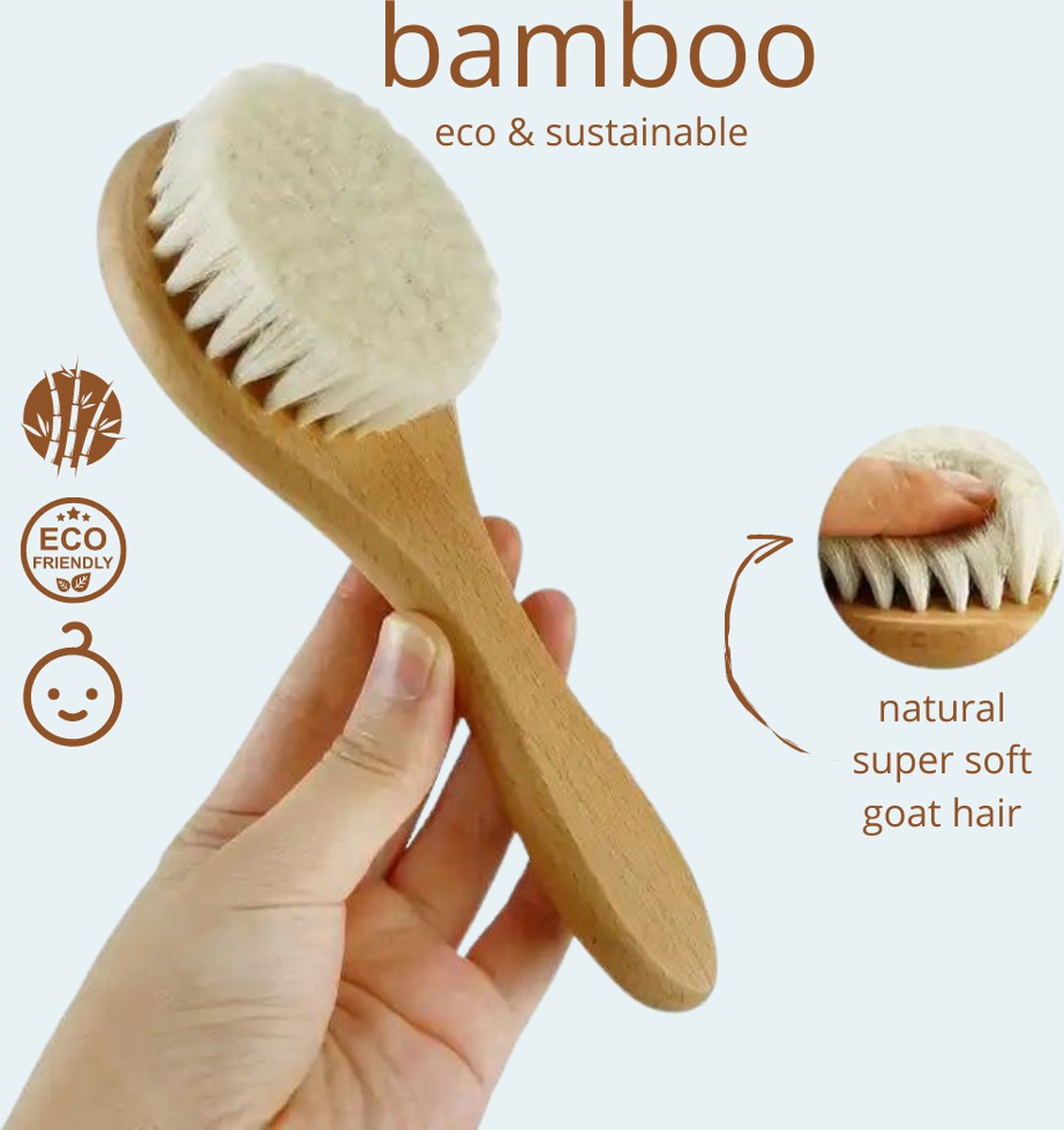 Brosse à cheveux pour bébé en Bambou