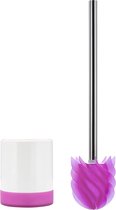 LOOMAID Silicone Toilet Brush with Lotus Effect, Made in Germany, Toilet Brush with Non-Slip Holder (Purple)