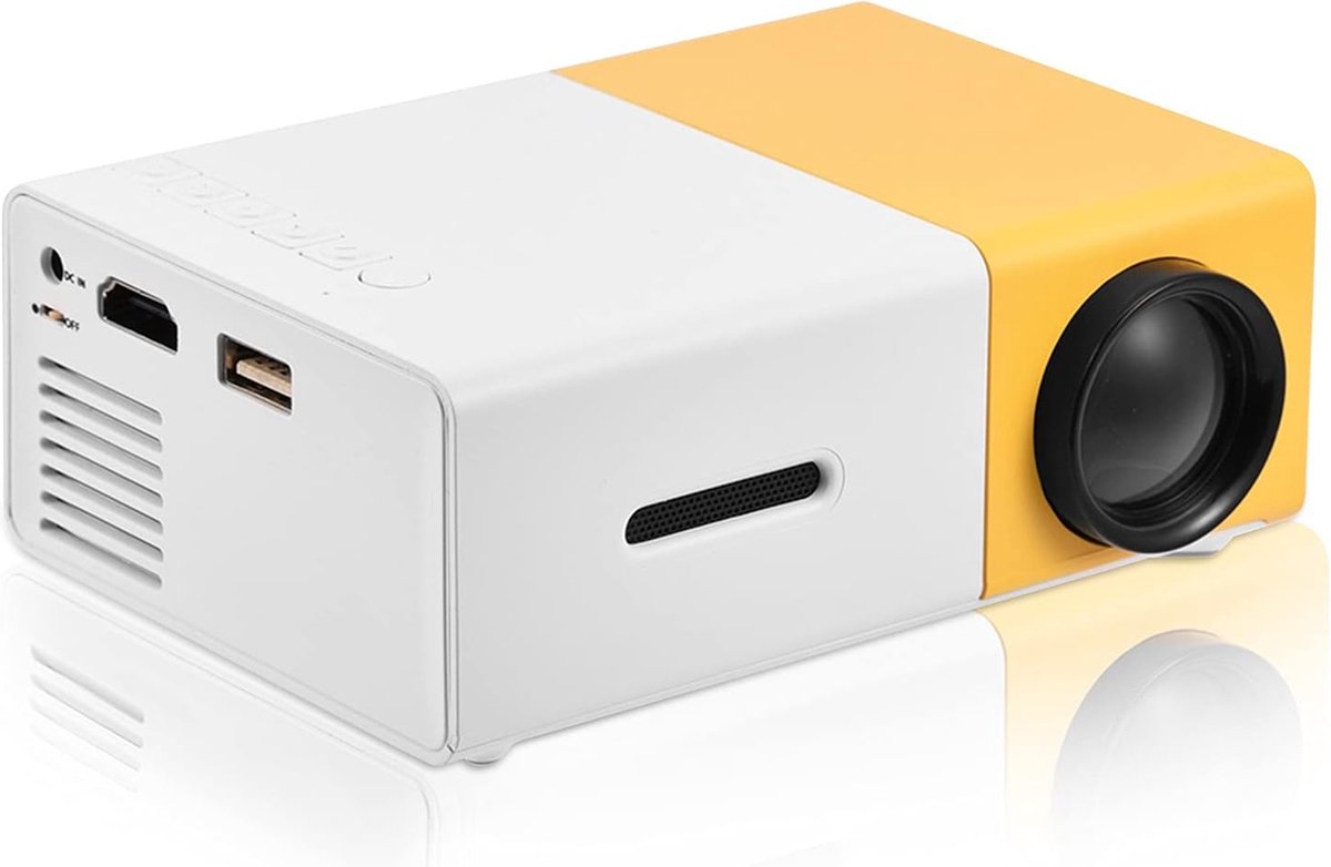 Mini Beamer - Input tot 1080P - Projector - Mini Projector - HDMI - USB - Wit / Geel - Draagbaar - Ingebouwde speaker