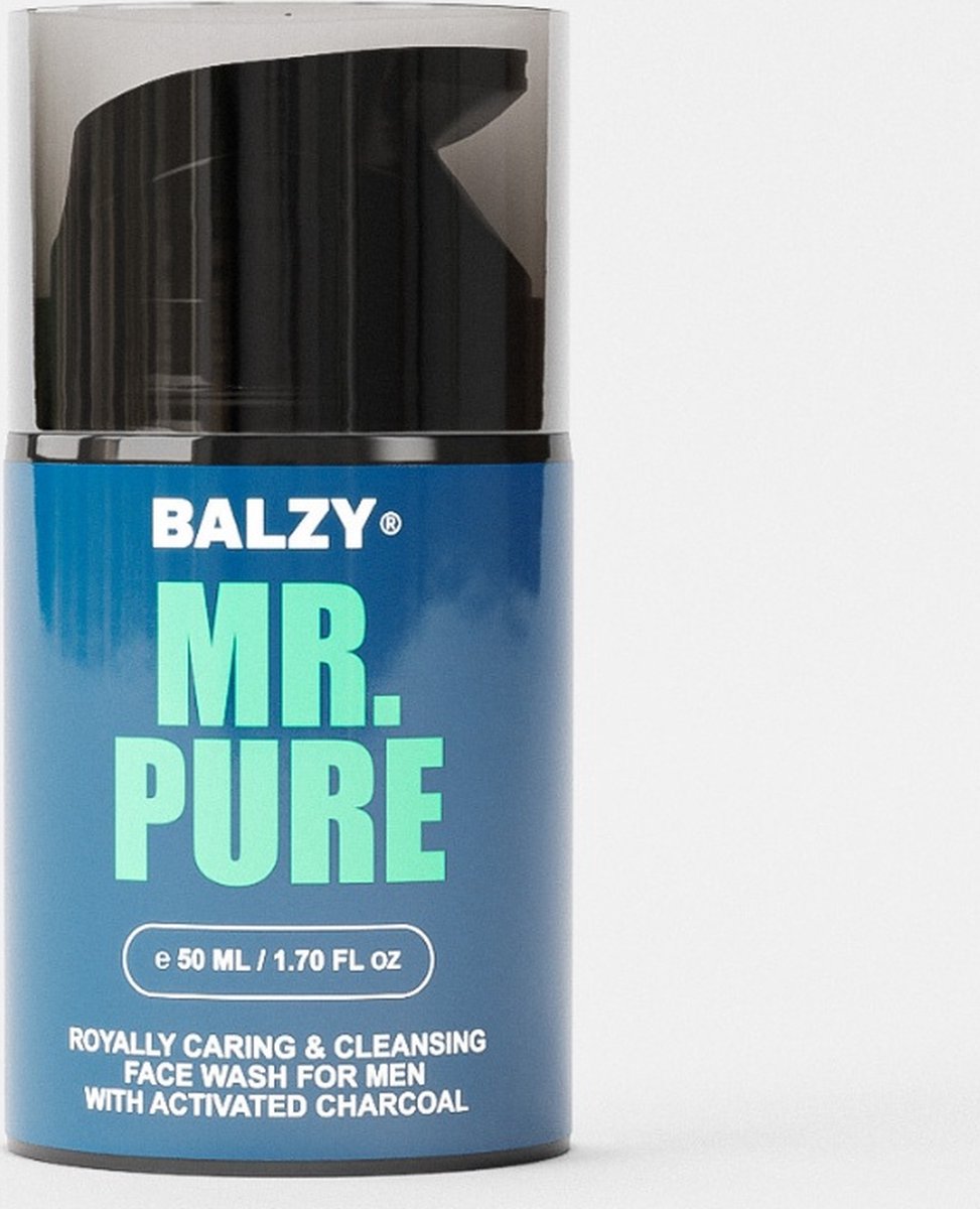 BALZY Mr. Pure - Gezichtsreiniger met Actieve Houtskool - Face Wash voor Mannen - Dagelijks Gebruik - Diepe reiniging