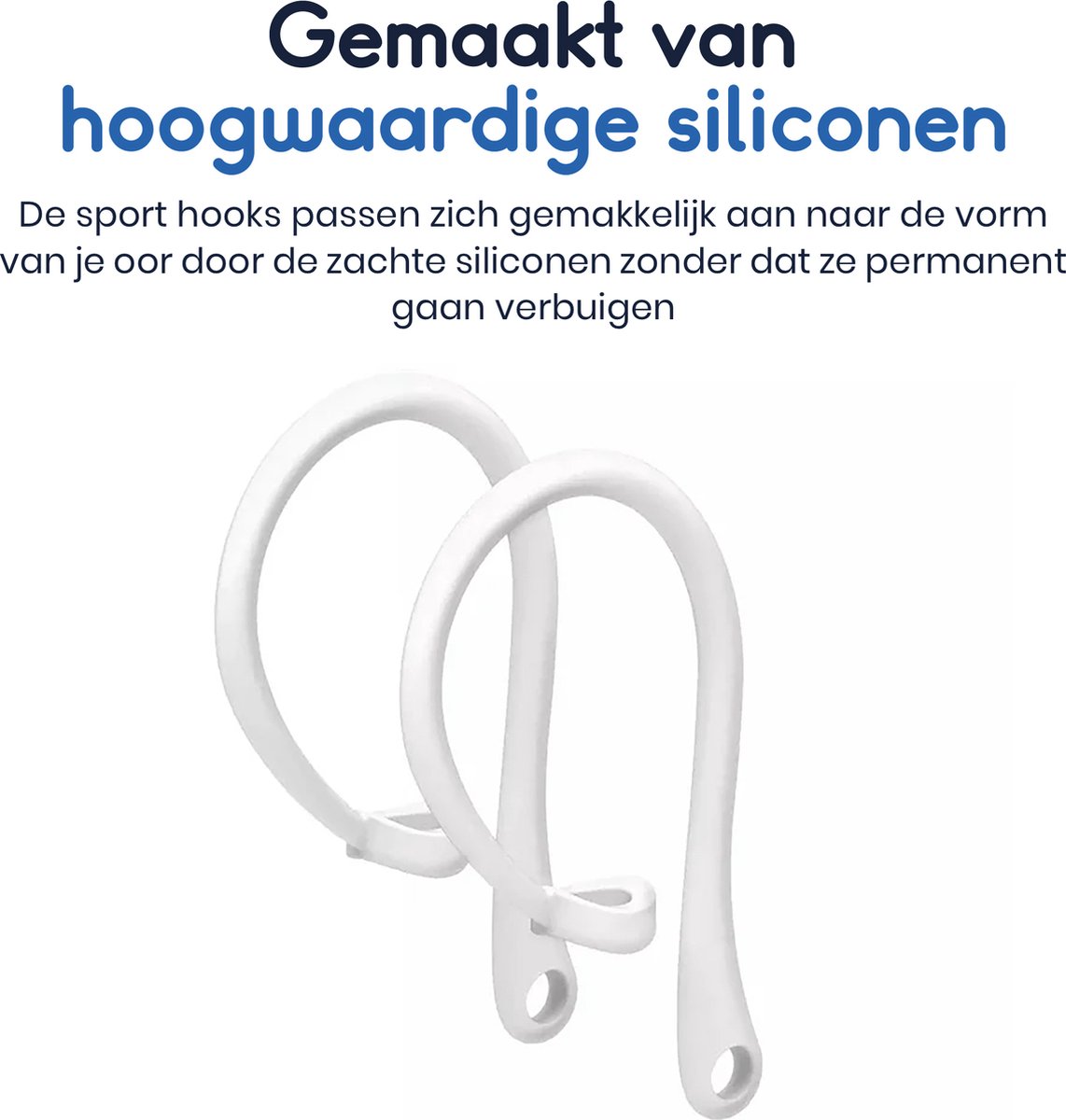 Ibley EarLoop Sport hooks wit voor Apple AirPods Pro 1/2 & AirPods 3/4 - Oorhaken - Siliconen sport haken - Geschikt voor AirPods Pro 1/2 en Apple AirPods 3/4 - Set van 2 – foto 4