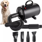 Sèche-cheveux professionnel pour chien - 2800W - Vitesse du vent réglable - Température réglable - Conception silencieuse - Souffleur d'eau pour chiens - Avec accessoires - Zwart - Sèche-cheveux pour chien