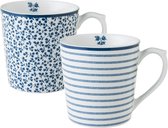 Laura Ashley Coffret 2 Mini mugs Floris et Candy Stripe 22 cl.