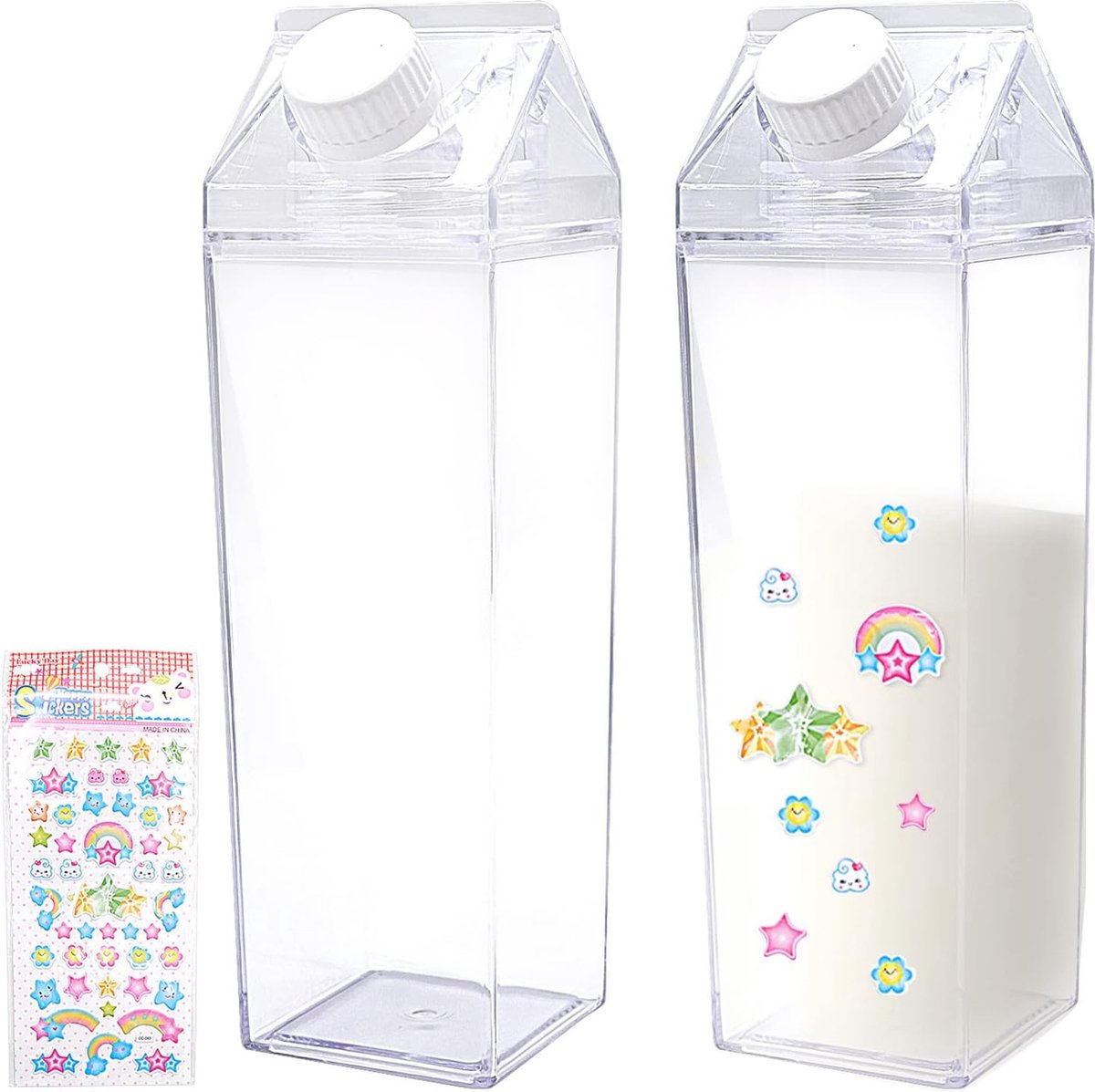 2 Pièces Bouteille de Lait Transparent Carton de Lait avec