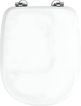 Wc-bril Sianna, toiletbril van vochtbestendig, poriënvrij MDF, bevestiging van roestvrij staal, voor WC Ideal Standard Tesi, Roca Dama & vele standaard keramiek, wit