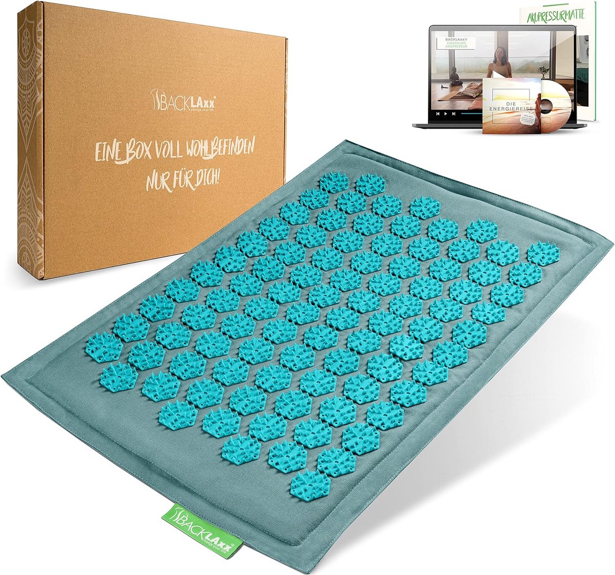 Goedkoopste Acupressure Mat Foot - Massage Mat for Foot Massage, Back, Neck and Shoulder with Attachment Strap - Acupuncture Door Mat Against Tension - Acupressure Mat for Feet