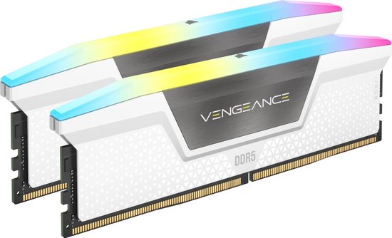 Corsair Vengeance RGB White - Geheugen - DDR5 - 32 GB: 2 x 16 GB - 288-PIN - 6000 MHz / PC5-48000 - CL36 - 1.4V - Intel XMP 3.0 - wit