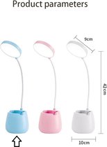 Pennenpotje Bureaulamp USB Oplaadbaar Dimbaar Draagbare LED-nachtlampje Gsm houder Leuk cadeau voor kinderen Blauw