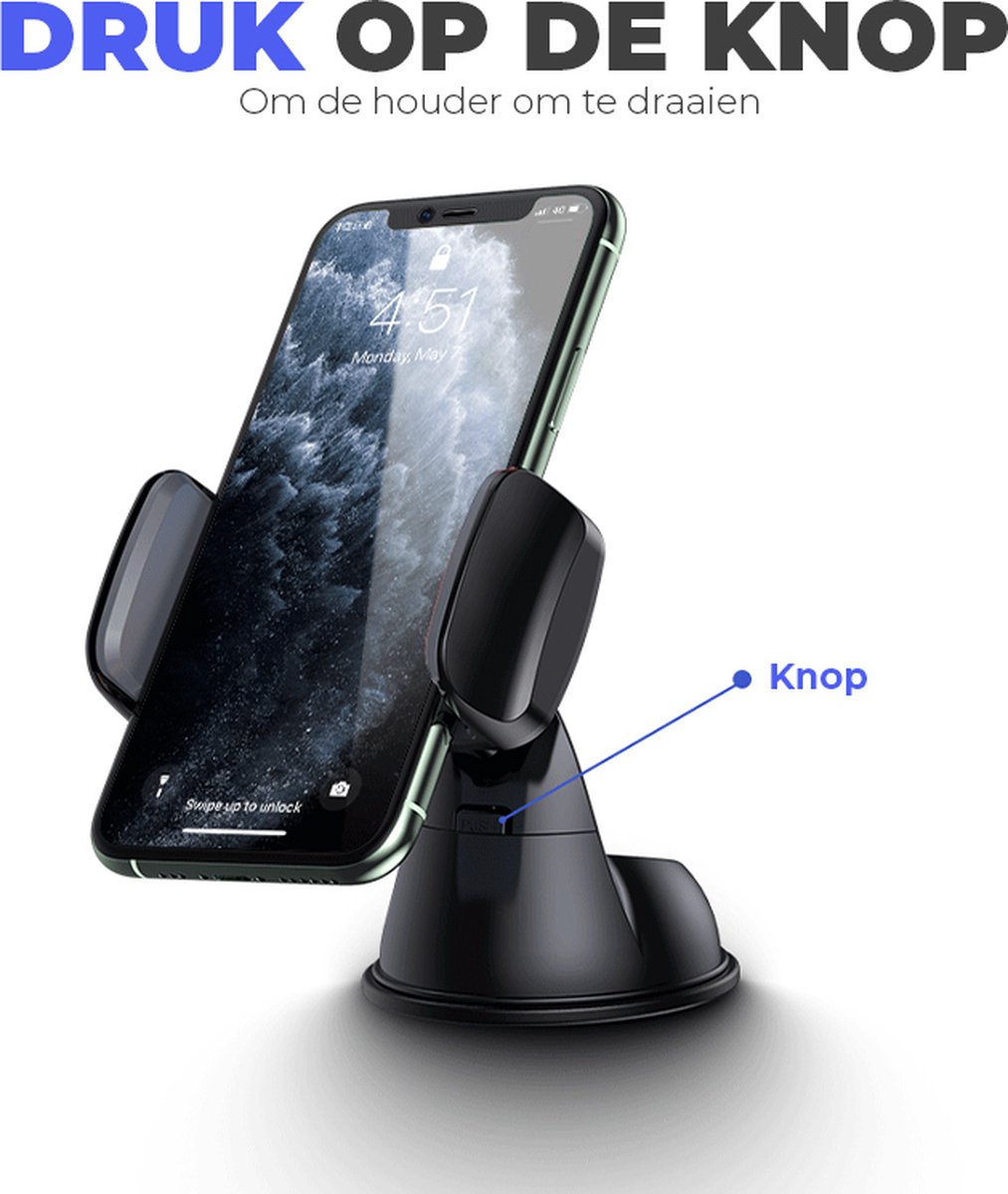 Wegman Telefoonhouders Auto met Zuignap - Dashboard en Raam - Universeel voor alle Telefoons - GSM Houder Auto - Telefoonhouder Auto - Phone Holder Car - Auto Accessories - Zwart – foto 7