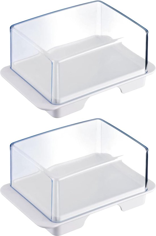 2 koelkastboterblikjes, kunststof, exclusief, wit/transparant