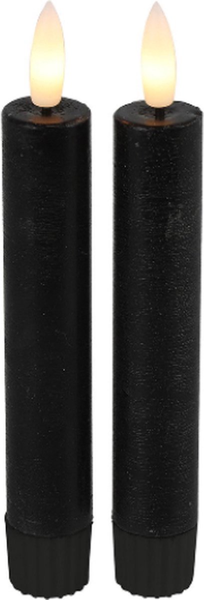 Vintage & More Led kaarsen met afstandsbediening LED dinerkaars klein zwart 15 cm zwart met timer set van 2