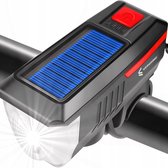 LED fietslamp - Met fietsbel - Solar + USB - 300 Lumen