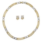 Behave Set - ketting - oorclips - clip oorbellen - goud en zilver kleur - metaal - schakelketting - 40cm - 2delig