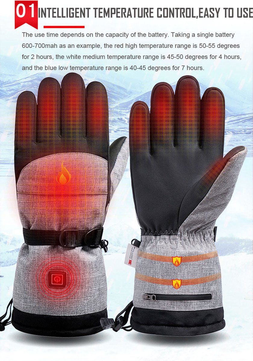 Verwarmde Handschoenen Hand En Vinger Verwarmer Elektrische Thermische Handschoenen Waterdichte Verwarmde Voor Fietsen Motorfiets Fiets Ski Outdoor Wintersport