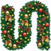 Kerstslinger met 50 warmwitte leds, 2,7 m, kunstzinnige adventskrans, kunstslinger, kerstdecoratie, verlichte kransen, voor Kerstmis, trap, deur, tuin, open haarden