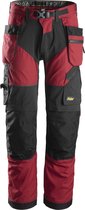 Snickers 6902 FlexiWork, Pantalon de travail+ avec poches holster - Rouge piment/ Zwart - 150