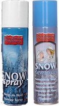 Sneeuwspray set 1x spuitsneeuw bus 300 ml en 1x reinigingsspray 125 ml - Kunstsneeuw/nepsneeuw spray en verwijderaar