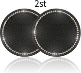 T.O.M.- 2 Auto Onderzetters met 1 rij strass -Zwart -Universele beker Houders- Non-Slip Silicone Coasters -Glitter- Crystal- Auto Interieur Accessories- Pads for Drink Holder car