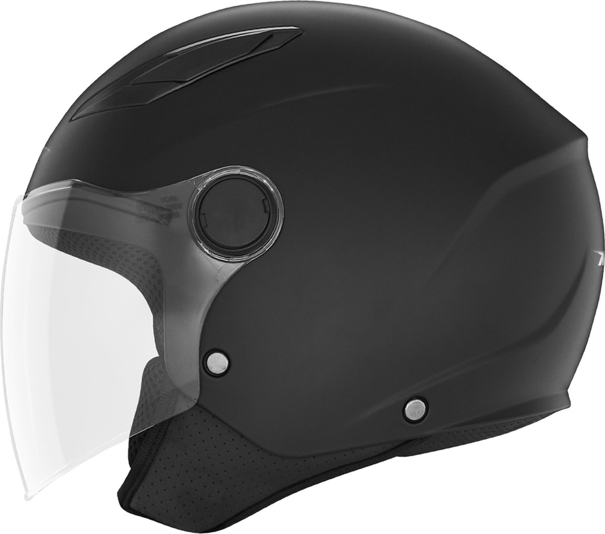 Kinder jethelm in matzwart - Scooterhelm voor kinderen in matzwart - Jethelm voor kinderen in matzwart - Motorhelm voor kinderen - 22.06 gekeurde Kinderhelm - Maat XL - 53-54 cm