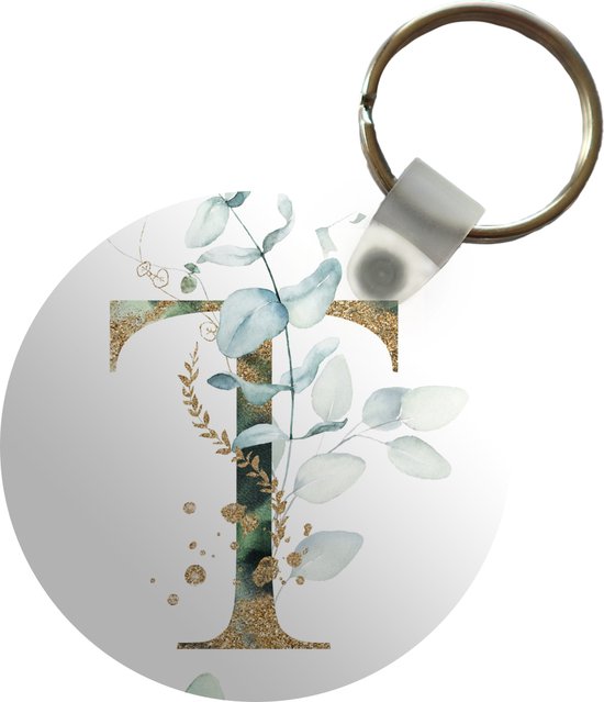 Sleutelhanger rond - Letter T - Plastic sleutelhangers - Keychain - Uitdeelcadeautjes - Cadeautje eerste letter van je naam