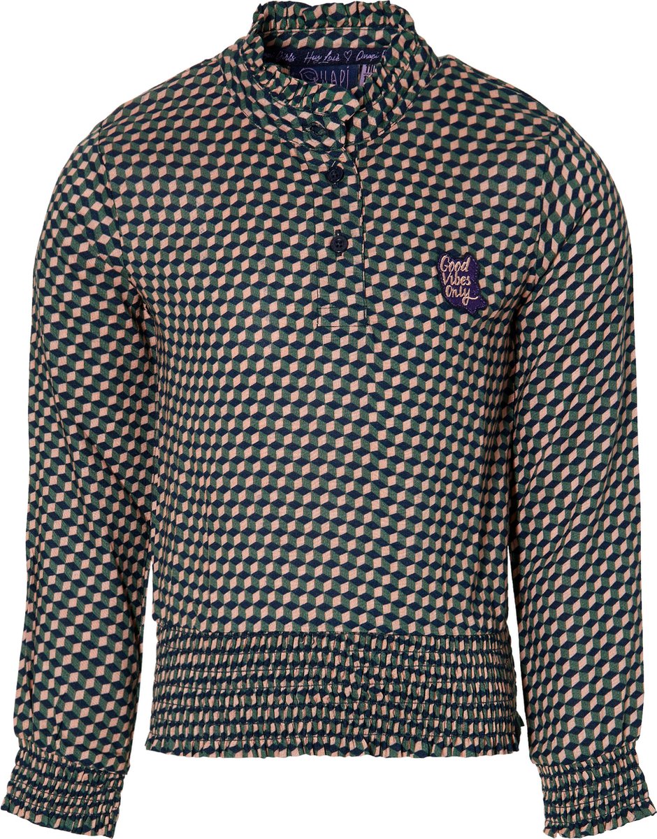 Quapi blouse Do roze/groen geomatric print voor meisjes - maat 92